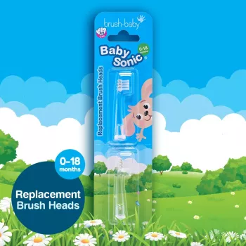 Brush-Baby BabySonic Ανταλλακτικές κεφαλές βούρτσας 0-18 μηνών συσκευασία 2 τεμ. Λευκό