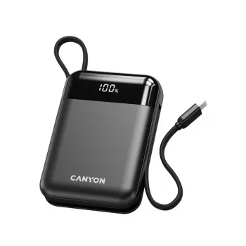 Canyon OnPower 104 10000 mAh Power Bank με καλώδιο USB-C και Lightning Μαύρο