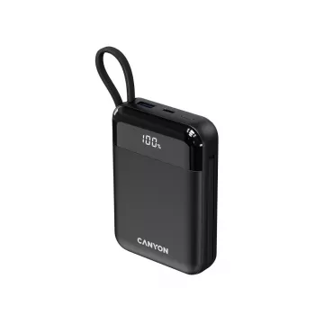 Canyon OnPower 104 10000 mAh Power Bank με καλώδιο USB-C και Lightning Μαύρο