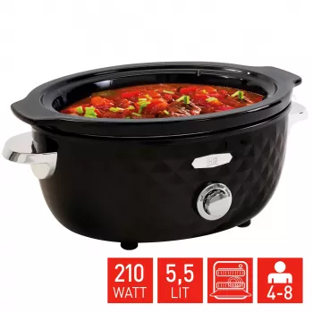 FRITEL Family Slow Cooker 5.5 λίτρα 210W μαύρο/χρώμιο