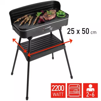 FRITEL Starter BBQ 2246 Ηλεκτρική ψηστιέρα με βάση, 2200 W, Μαύρο