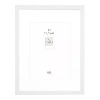 Deknudt S66KF1 P1 Κορνίζα ξύλινη λευκή DIN A3 29,7x42 cm με λευκό πασπαρτού