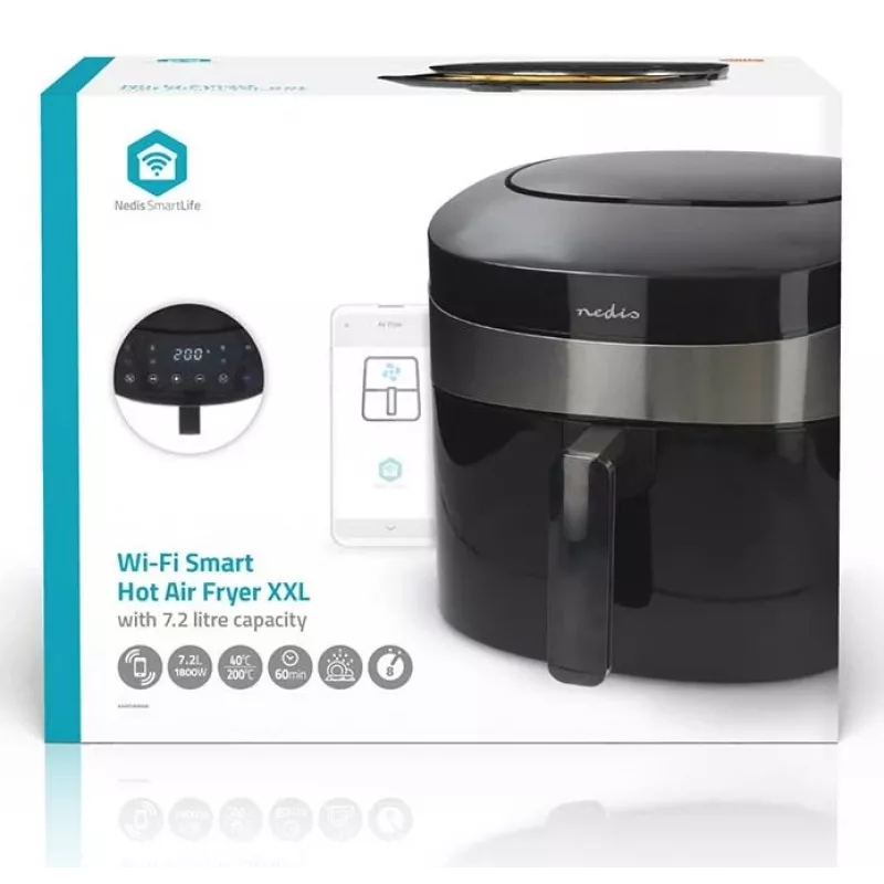 Nedis SmartLife KAAF180BKW Φριτέζα αέρα 7.2 L, Black