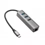 Akyga AK-AD-66 USB-C hub με 3x USB 3.0 και Gigabit Ethernet, 15 cm, μαύρο