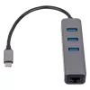 Akyga AK-AD-66 USB-C hub με 3x USB 3.0 και Gigabit Ethernet, 15 cm, μαύρο