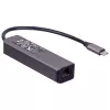 Akyga AK-AD-66 USB-C hub με 3x USB 3.0 και Gigabit Ethernet, 15 cm, μαύρο