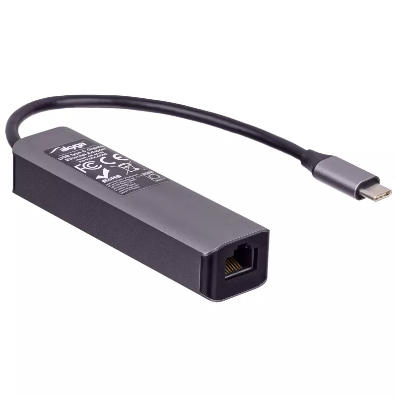 Akyga AK-AD-66 USB-C hub με 3x USB 3.0 και Gigabit Ethernet, 15 cm, μαύρο
