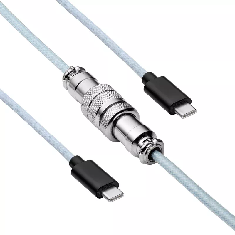 Akyga AK-USB-49 σπιράλ καλώδιο Aviator USB-C σε USB-C με βύσμα GX16, USB 2.0, 3 m, λευκό