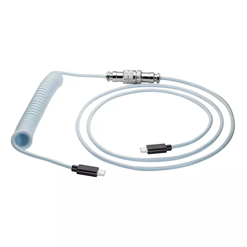 Akyga AK-USB-49 σπιράλ καλώδιο Aviator USB-C σε USB-C με βύσμα GX16, USB 2.0, 3 m, λευκό