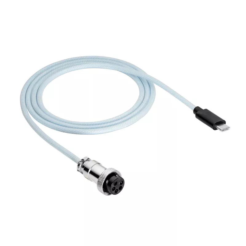 Akyga AK-USB-49 σπιράλ καλώδιο Aviator USB-C σε USB-C με βύσμα GX16, USB 2.0, 3 m, λευκό