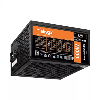 Akyga AK-C2-600 Classic τροφοδοτικό ATX 600 W, ημι-αρθρωτό, ενεργό PFC, ανεμιστήρας 120 mm