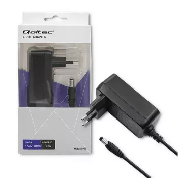 Qoltec Τροφοδοτικό με βύσμα 30W 15V 2A 5,5x2,1mm μαύρο