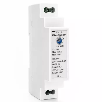 QOLTEC Τροφοδοτικό ράγας DIN 15W 12V 1.25A γκρι
