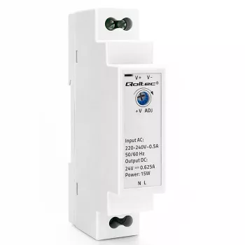 Qoltec Τροφοδοτικό ράγας DIN 15W 24V 0.625A γκρι