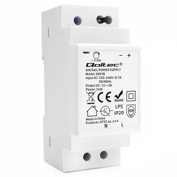 Qoltec Τροφοδοτικό ράγας DIN 24W 12V 2A γκρι