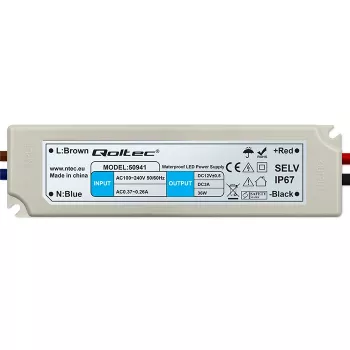 Qoltec LED Τροφοδοτικό switching 36W 12V 3A IP67 αδιάβροχο