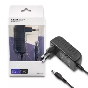 Qoltec Τροφοδοτικό 18W 9V 2A 5,5x2,1mm βύσμα EU μαύρο