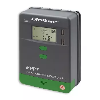 Qoltec Ρυθμιστής φόρτισης ηλιακού MPPT 10A 12V/24V με αισθητήρα θερμοκρασίας Οθόνη LCD 2x USB GEL LiFePO4