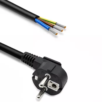 Qoltec Καλώδιο τροφοδοσίας Γωνιακό SCHUKO CEE 7/7 (E/F) Χαλκός Απογυμνωμένος Επικασσιτερωμένος 3x1.50 mm² 5m Μαύρο