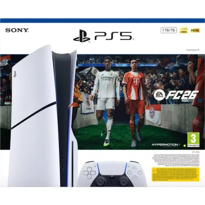 Sony PlayStation 5 Slim Disc Edition 1TB + EA Sports FC 26 Bundle - Λευκό/Μαύρο (CFI-2116A)