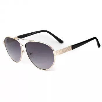 Guess GF0414-6032B Γυαλιά ηλίου unisex τετράγωνα, Γυαλιστερός μαύρος σκελετός, Καφέ φακός gradient, 60/12/140 mm