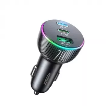 Joyroom Φορτιστής αυτοκινήτου 3 σε 1 με πομποδέκτη Bluetooth-FM, 70W PD, Μαύρο (JR-CL26)
