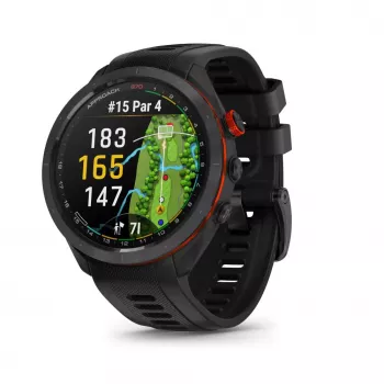 Garmin Approach S70 47mm Golf GPS Smartwatch – Μαύρη/κόκκινη κεραμική στεφάνη με μαύρο λουράκι σιλικόνης