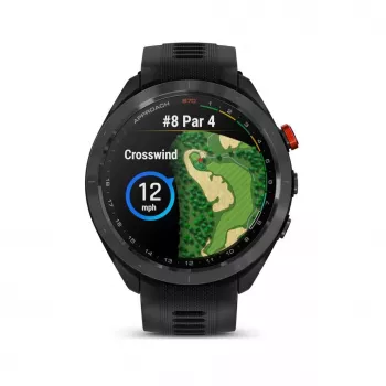 Garmin Approach S70 47mm Golf GPS Smartwatch – Μαύρη/κόκκινη κεραμική στεφάνη με μαύρο λουράκι σιλικόνης