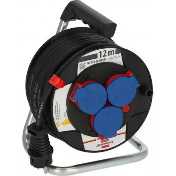 Brennenstuhl Garant 180 Καλώδιο σε καρούλι 12 m, H07RN-F 3G1.5, Μαύρο, 9123020115