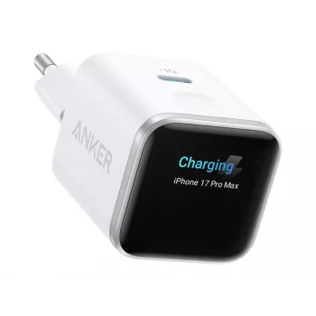 Anker Nano Charger 45W GaN USB-C ActiveShield 5.0 Touch Sensor iPhone Detection SmartDisplay λευκό