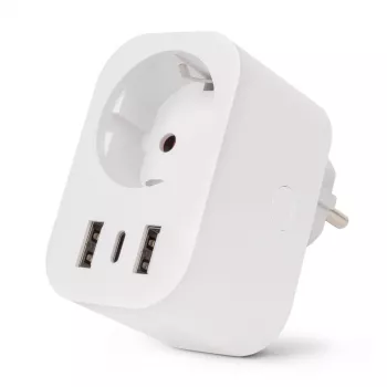 ENTAC Smart WiFi Βύσμα 1x Schuko με 2x USB-A και 1x USB-C, Λευκό