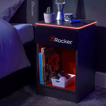 X Rocker κομοδίνο gaming με φωτισμό RGB LED, γκρι/κόκκινο