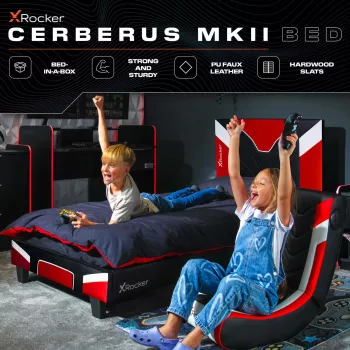 XROCKER μονό κρεβάτι gaming & racing 90x190cm κόκκινο δερματίνη