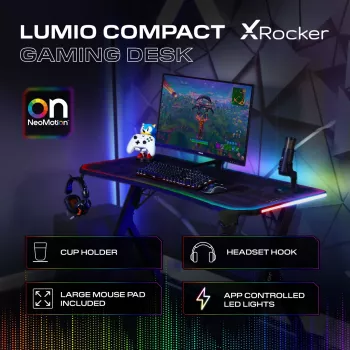 X Rocker Lumio RGB γραφείο gaming με φωτισμό LED και mousepad