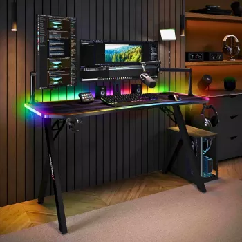 X Rocker Lumio XL RGB γραφείο gaming με φωτισμό RGB και mousepad, 140 cm