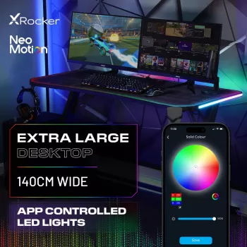 X Rocker Lumio XL RGB γραφείο gaming με φωτισμό RGB και mousepad, 140 cm