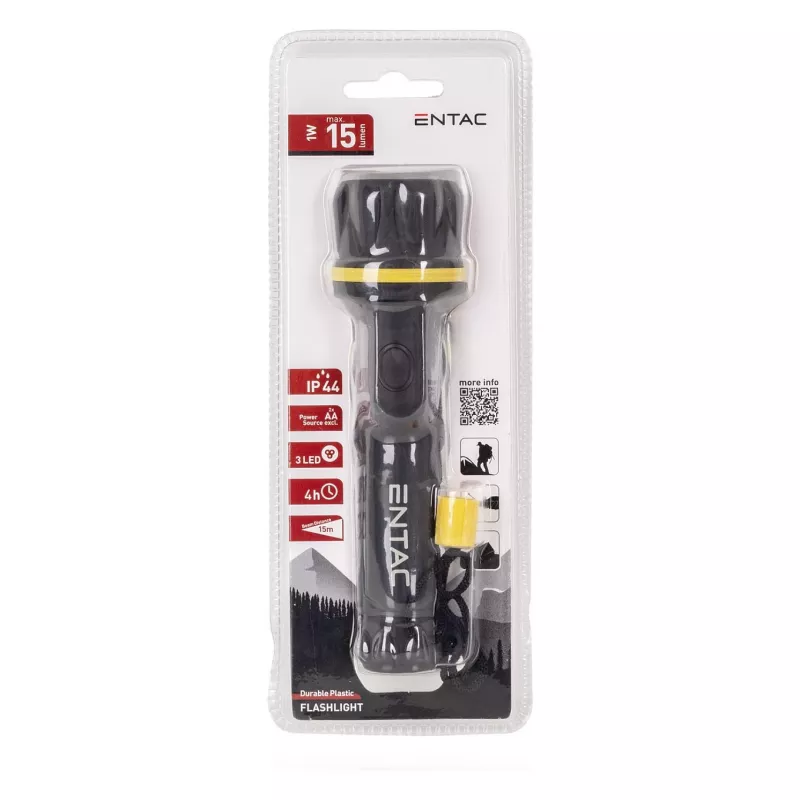 ENTAC EFL-2AA-PL Φακός LED 2xAA πλαστικό ABS μαύρο 30 lumen