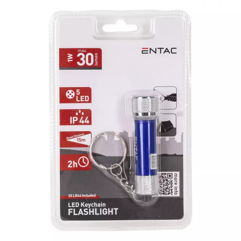 ENTAC Φακός μπρελόκ 5 LED μπλε