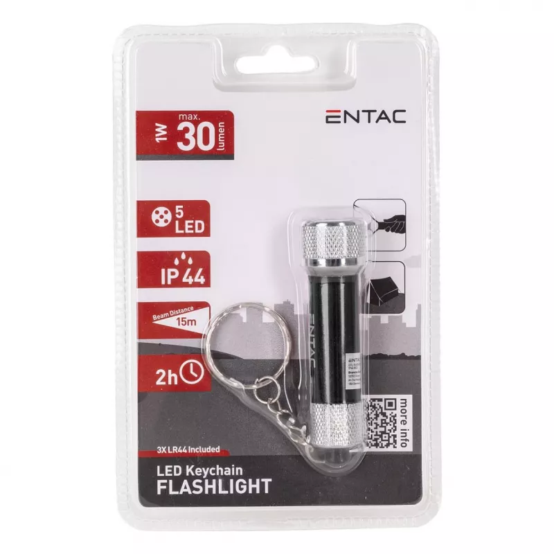 ENTAC Φακός μπρελόκ 5 LED μαύρο