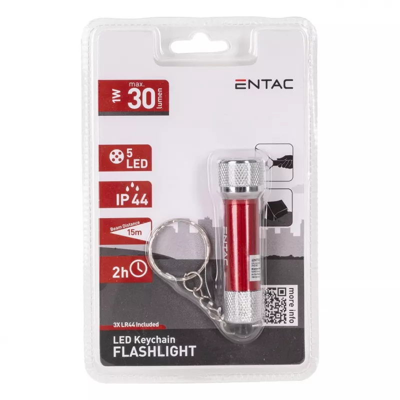 ENTAC Φακός μπρελόκ 5 LED κόκκινο