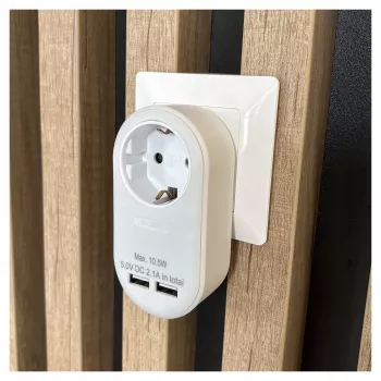 ENTAC Αντάπτορας πρίζας με 2x USB-A λευκό