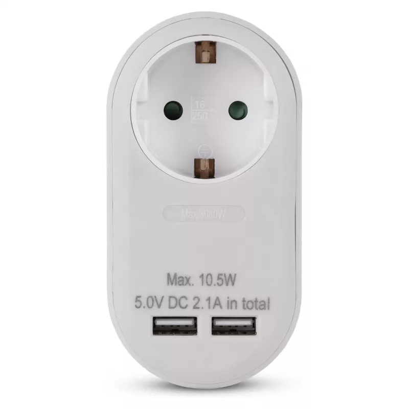 ENTAC Αντάπτορας πρίζας με 2x USB-A λευκό