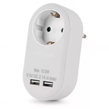 ENTAC Αντάπτορας πρίζας με 2x USB-A λευκό