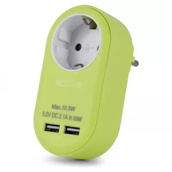 ENTAC Αντάπτορας πρίζας με 2x USB-A lime
