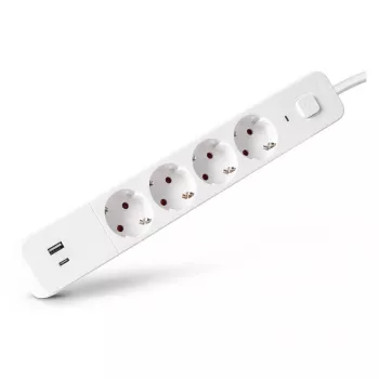 ENTAC Πολύπριζο 4 θέσεων με 1x USB-A & 1x USB-C, 1,5m λευκό