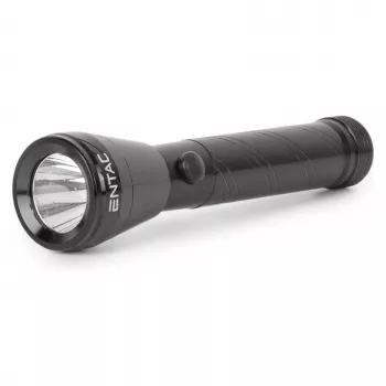 ENTAC 1W LED Φακός Αλουμίνιο Μαύρο Μπαταρία AA