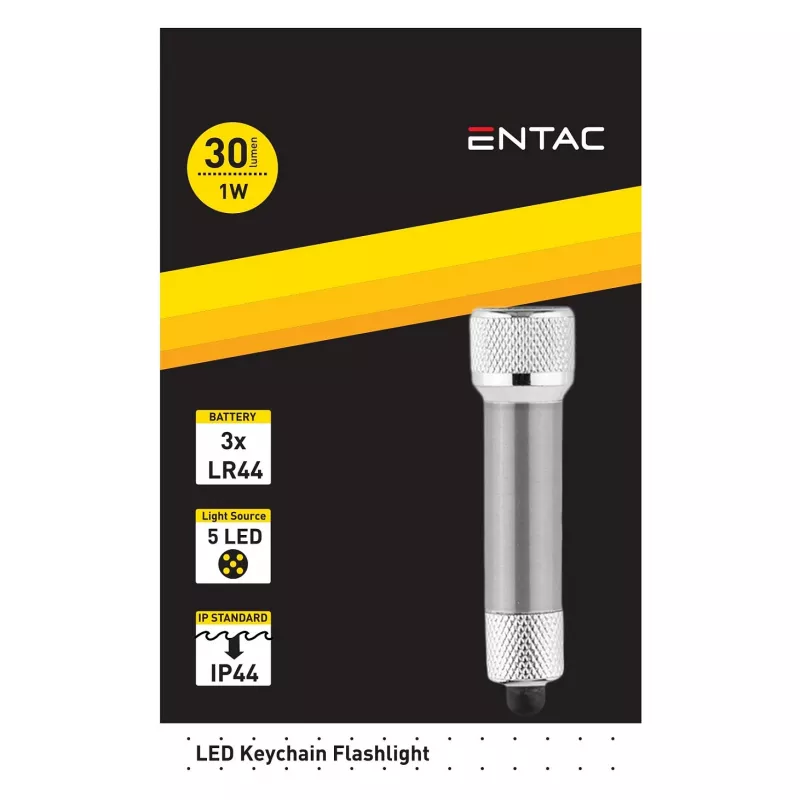 ENTAC 5 LED Φακός μπρελόκ Ασημί