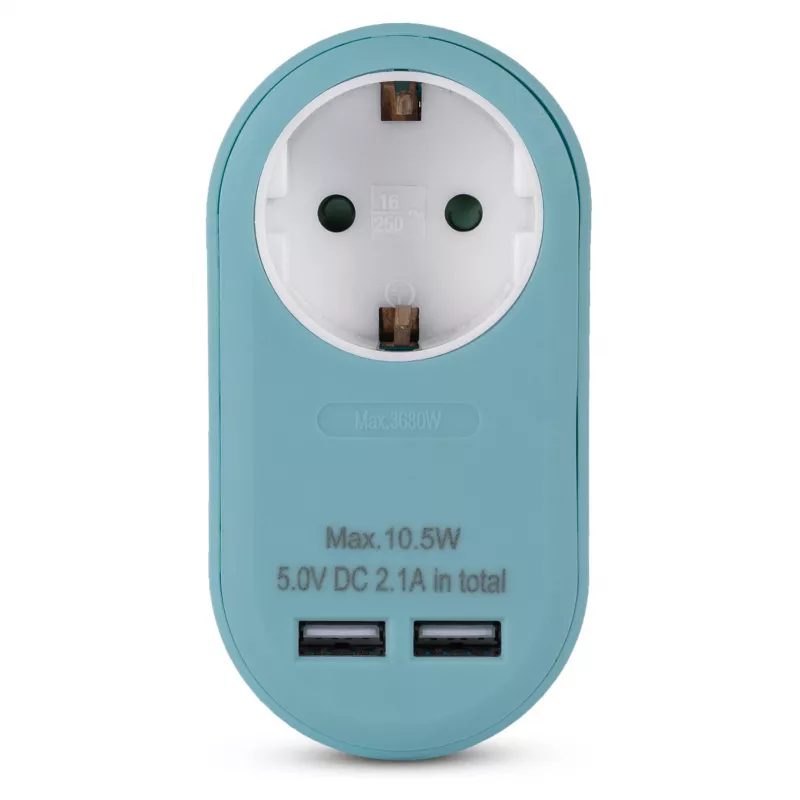 ENTAC Αντάπτορας Πρίζας με 2x USB-A Μπλε