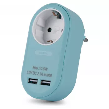 ENTAC Αντάπτορας Πρίζας με 2x USB-A Μπλε
