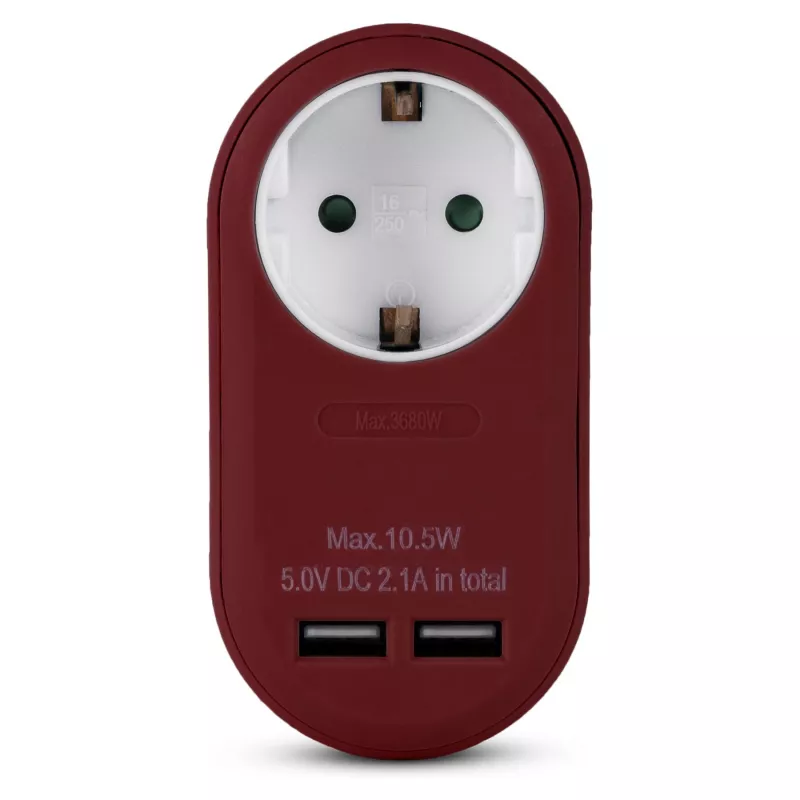 ENTAC Αντάπτορας Επιτοίχιας Πρίζας με 2x USB-A Βυσσινί
